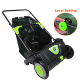 21 Inch Push Lawn Sweeper Garden Sweeper Leaf  Grass Catcher Adjustable Height